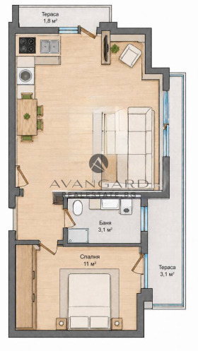 2-СТАЕН, 57 m2 - Holmes.bg 2-СТАЕН, 57 m2