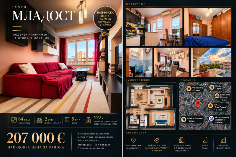Продава 2-СТАЕН, град София, Младост 1 • 207000 € • 94039081 1 — Holmes.bg Продава 2-СТАЕН, град София, Младост 1 • 207000 € • 94039081 1