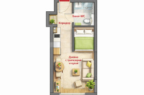 1-СТАЕН, 46 m2 - Holmes.bg 1-СТАЕН, 46 m2
