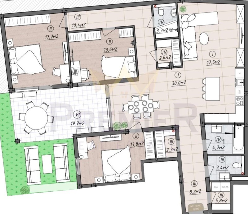 En venta  3 dormitorios Varna , k.k. Chayka , 174 metros cuadrados | 39618225