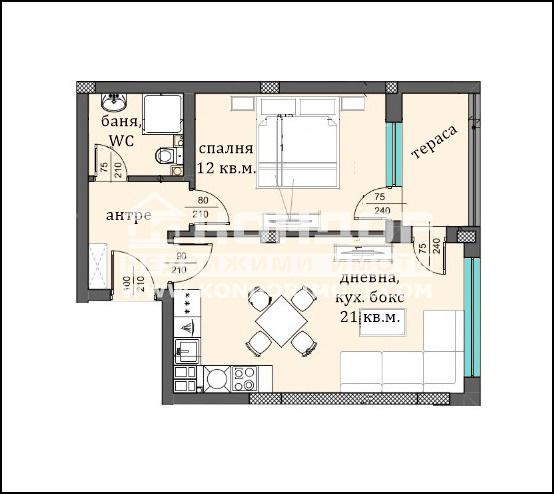 Продается  1 спальня Пловдив , Център , 67 кв.м | 37245875 - изображение [2]