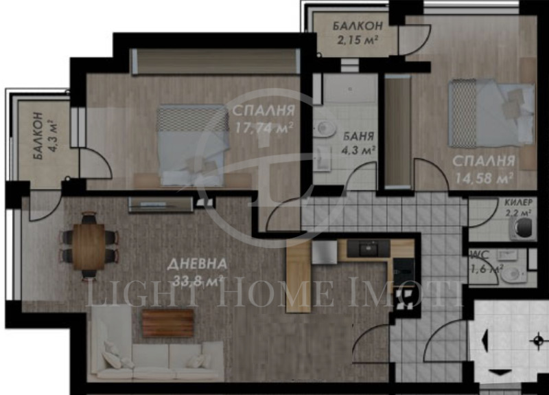 Satılık  2 yatak odası Plovdiv , Gagarin , 121 metrekare | 28608413 - görüntü [3]