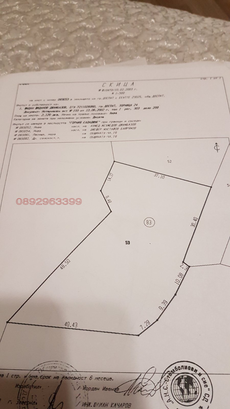 Продава ЗЕМЕДЕЛСКА ЗЕМЯ, гр. Доспат, област Смолян