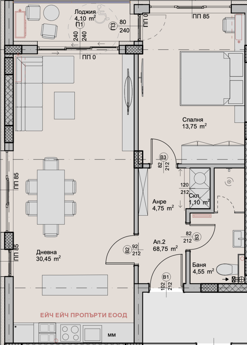 De vânzare  1 dormitor Plovdiv , Hristo Smirnensci , 81 mp | 70294841 - imagine [2]