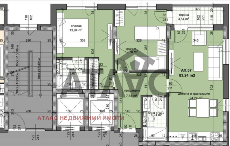 Myytävänä  2 makuuhuonetta Plovdiv , Trakija , 96 neliömetriä | 53071912