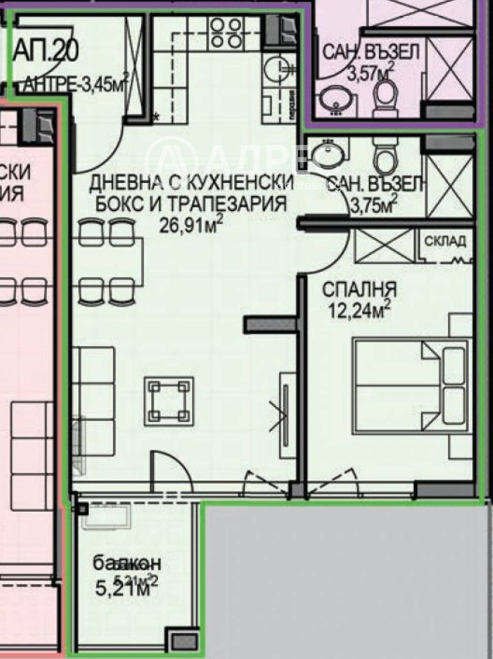 Продава 2-СТАЕН, гр. София, Обеля 2