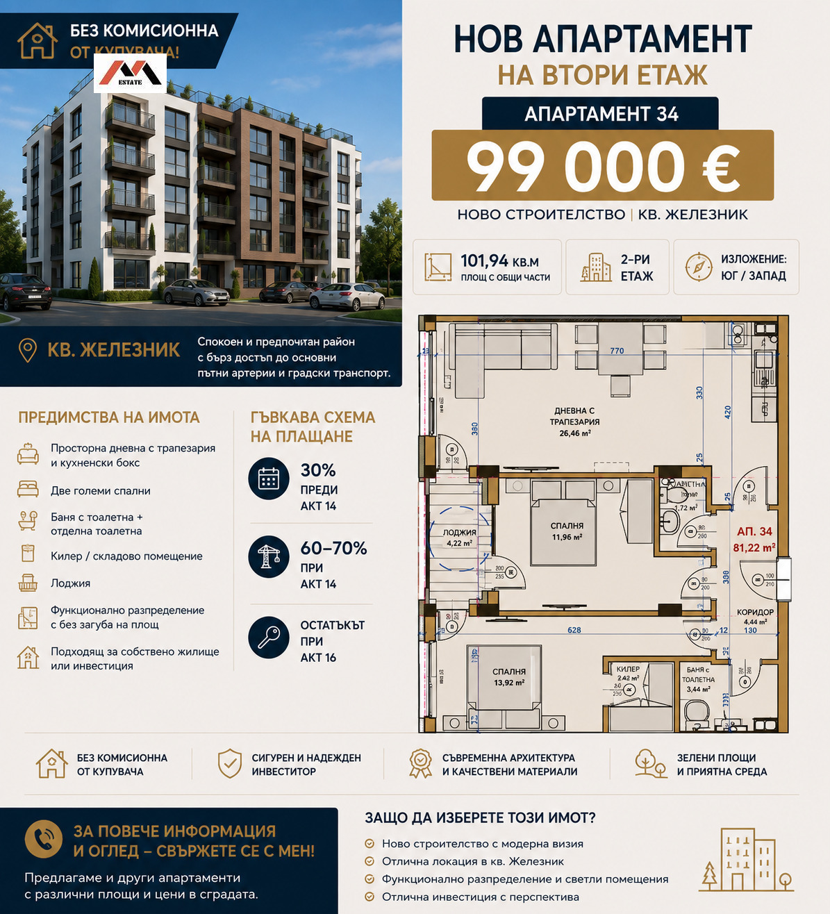 Продава 3-СТАЕН, гр. Стара Загора, Железник - център, снимка 2 - Апартаменти - 55574012