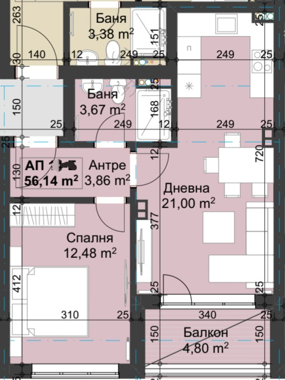 Продаја  1 спаваћа соба Софија , Овча купел 2 , 68 м2 | 85607856 - слика [2]