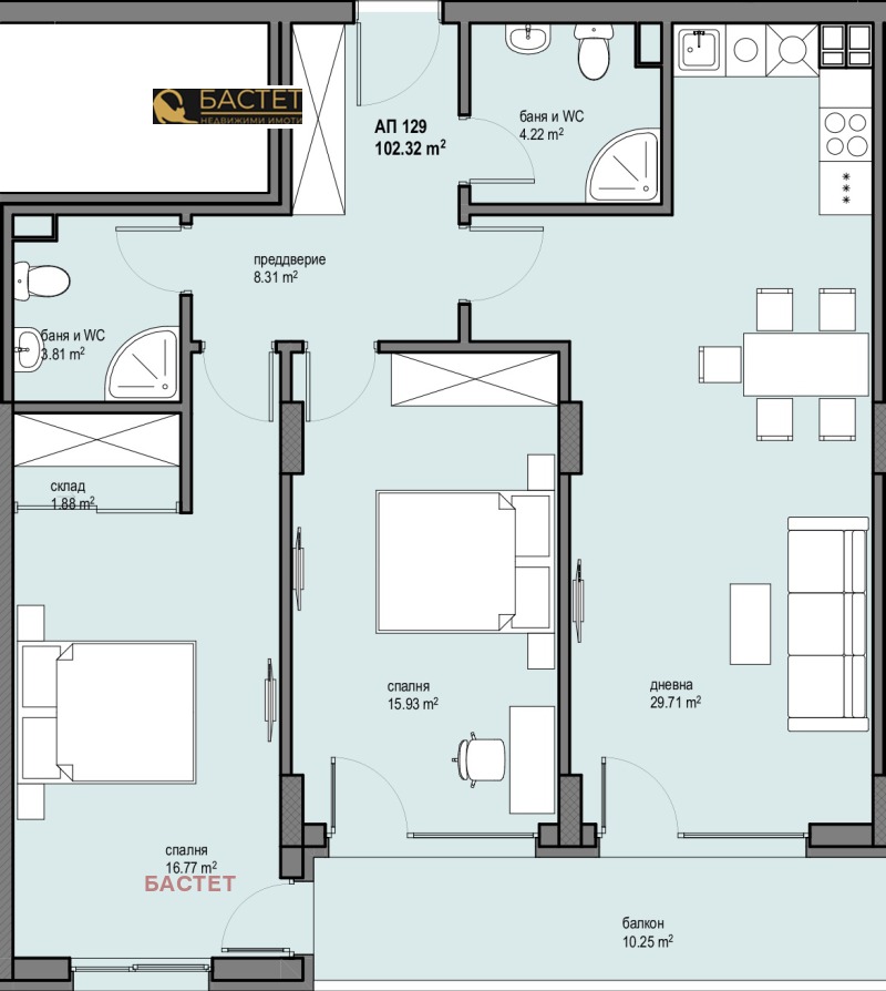 Продава 3-СТАЕН в град София, Левски Г - 120 кв.м / 233 591 € » 456 864.29 лв., БАСТЕТ