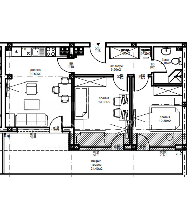 For Sale  2 bedroom Plovdiv , Yuzhen , 110 sq.m | 50131854 - image [2]