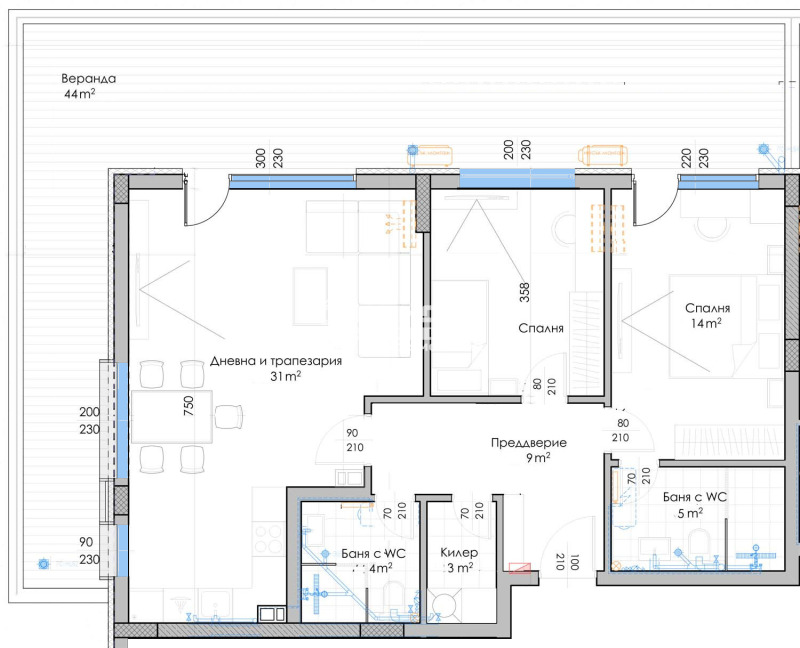 En venta  2 dormitorios Plovdiv , Zapaden , 153 metros cuadrados | 17712284 - imagen [2]