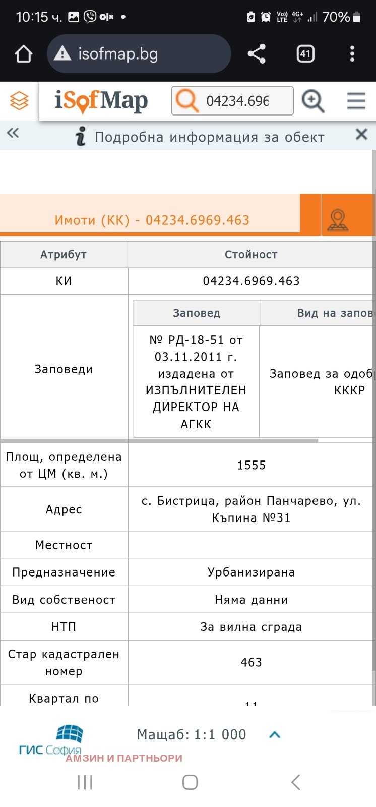 Til salg  Grund Sofia , Bistritsa , 1555 kvm | 88772511 - billede [5]