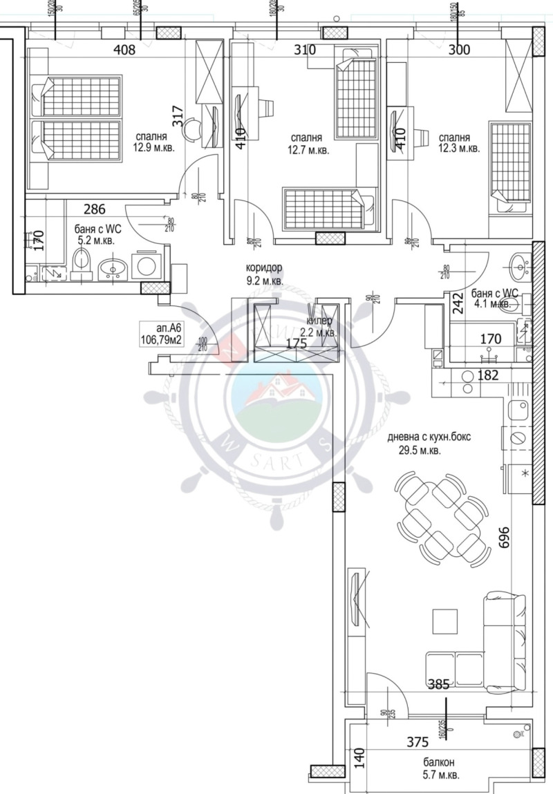 Продава 4-СТАЕН в град Варна, Кайсиева градина - 125 кв.м / 162 570 € » 317 959.28 лв., ЕКИП САРТ