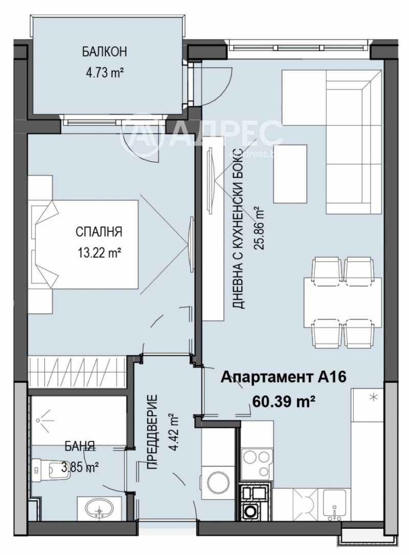 Till salu  1 sovrum Sofia , Krastova vada , 70 kvm | 73077542 - bild [4]