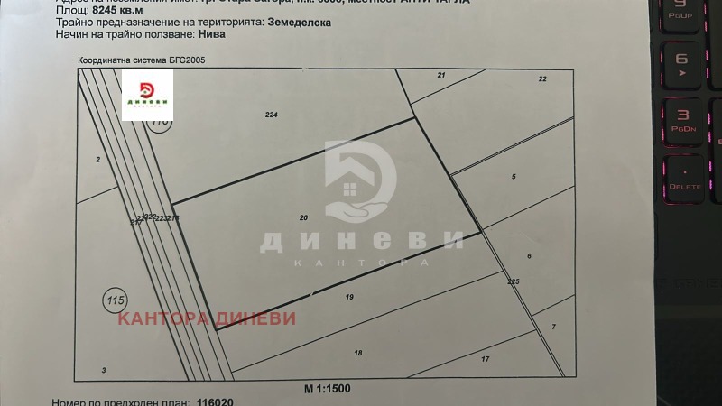Продава ПАРЦЕЛ в град Стара Загора, Кольо Ганчев - 8245 кв.м / 329 800 € » 645 032.73 лв., КАНТОРА ДИНЕВИ