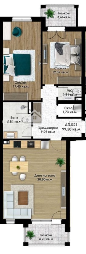 2 bedroom Komatevo, Plovdiv 9