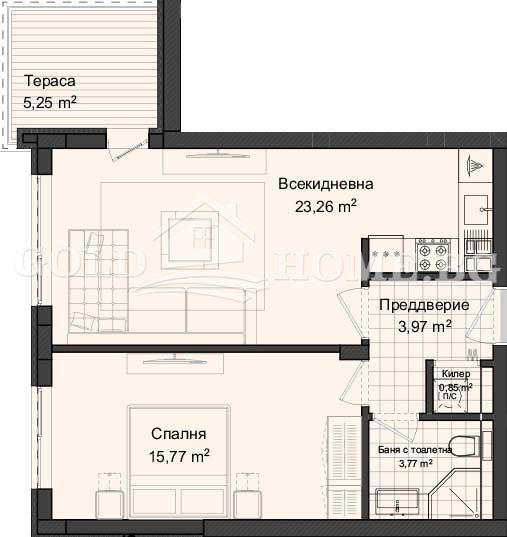 На продаж  1 спальня Пловдив , Гагарин , 74 кв.м | 63944944 - зображення [2]