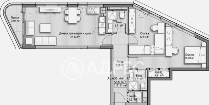 Продава 3-СТАЕН, гр. София, Хладилника, снимка 1 - Aпартаменти - 49526880