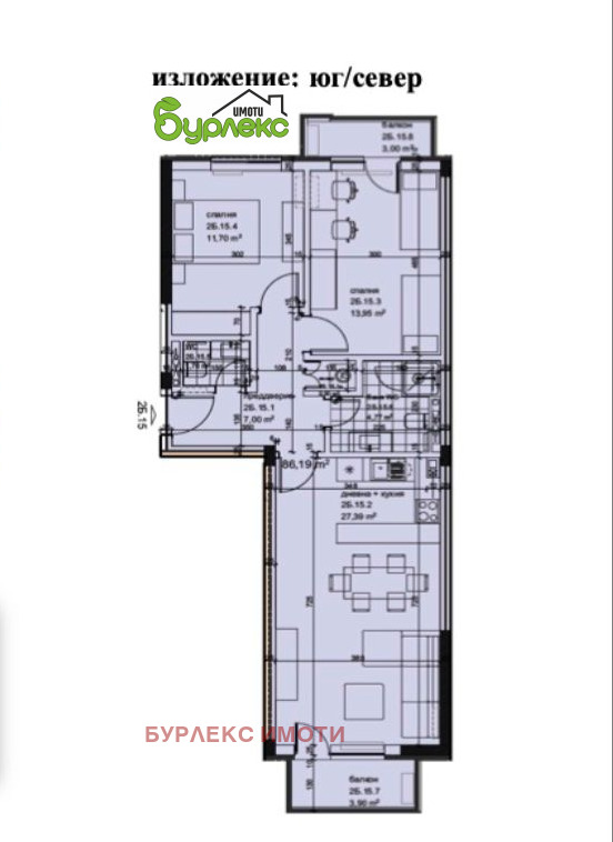 Продаја  2 спаваће собе Варна , Кајсиева градина , 102 м2 | 52942601 - слика [2]