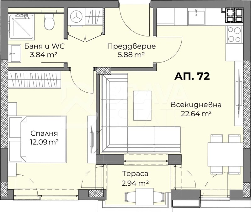 À vendre  1 chambre Plovdiv , Hristo Smirnenski , 68 m² | 20817251 - image [2]
