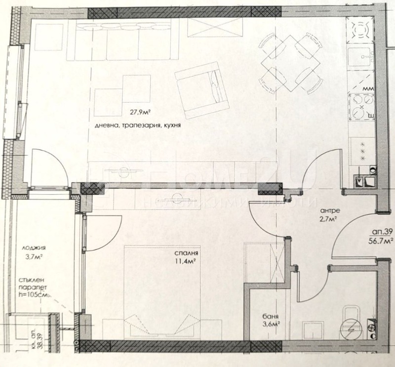 Na prodej  1 ložnice Varna , k.k. Sv.Sv. Konstantin i Elena , 64 m2 | 39682976 - obraz [13]