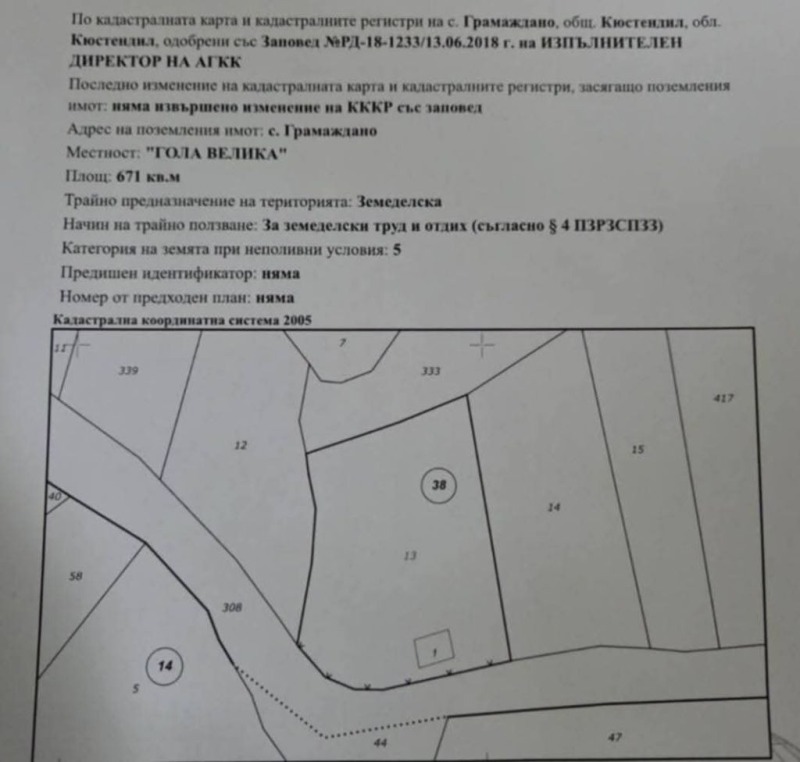 Продава  Парцел област Кюстендил , с. Грамаждано , 671 кв.м | 24205673