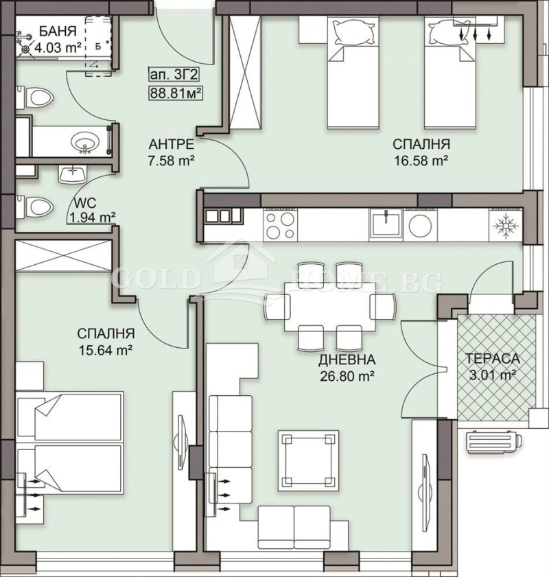 Na prodej  2 ložnice Plovdiv , Gagarin , 99 m2 | 48616211 - obraz [5]