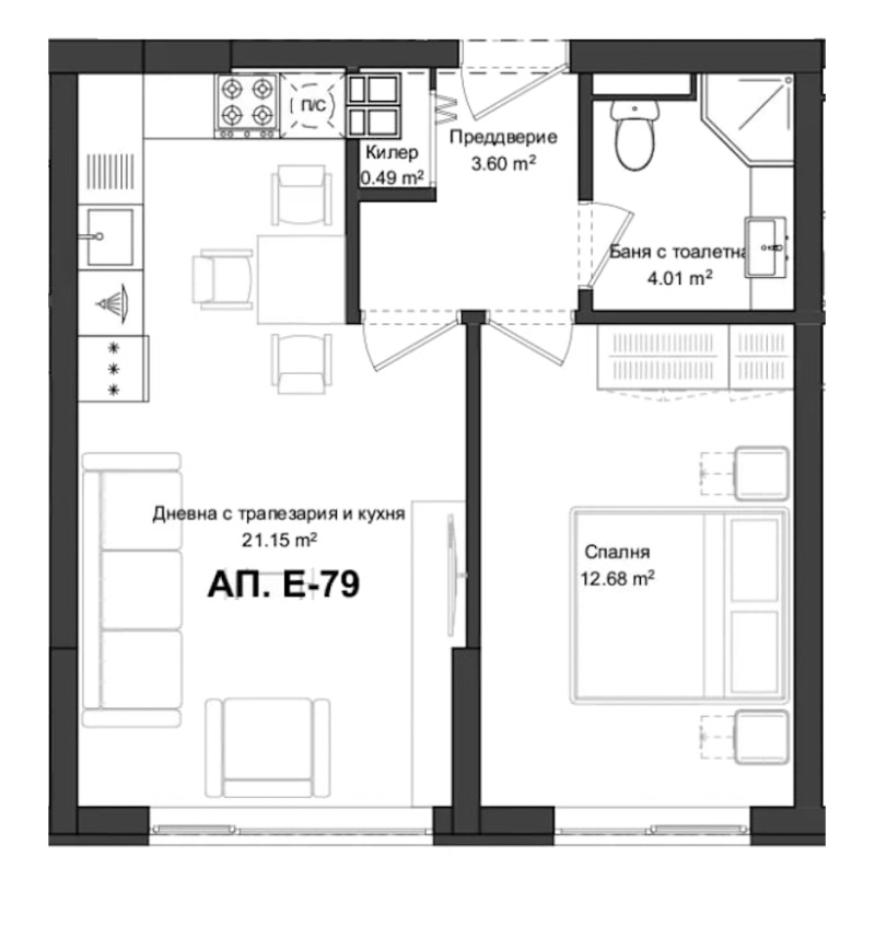 Продается  1 спальня Пловдив , Гагарин , 56 кв.м | 74811725 - изображение [2]