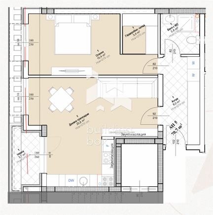 Myytävänä  1 makuuhuone Plovdiv , Ostromila , 80 neliömetriä | 74924380 - kuva [4]