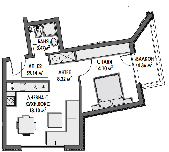 En venta  1 dormitorio Sofia , Dianabad , 71 metros cuadrados | 43462329 - imagen [2]