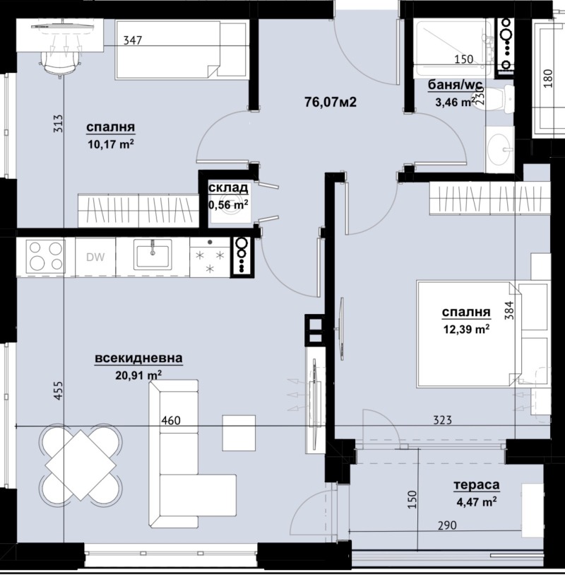 En venta  2 dormitorios Burgas , Izgrev , 76 metros cuadrados | 20756584