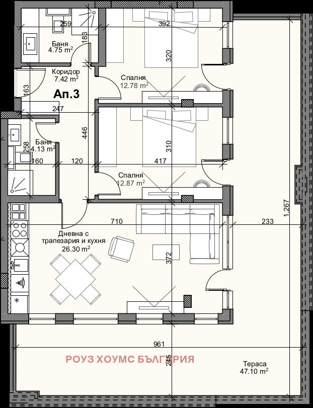 Satılık  2 yatak odası Plovdiv , Karşiyaka , 155 metrekare | 77214295 - görüntü [2]