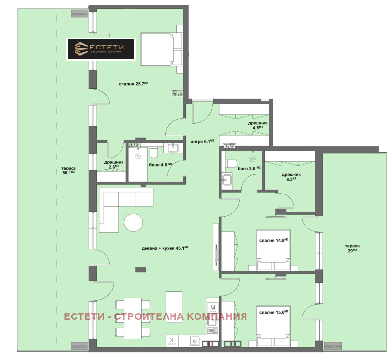 Продава МЕЗОНЕТ в град Стара Загора, Център - 299 кв.м / 363 500 € » 710 944.21 лв., ЕСТЕТИ - СТРОИТЕЛНА КОМПАНИЯ