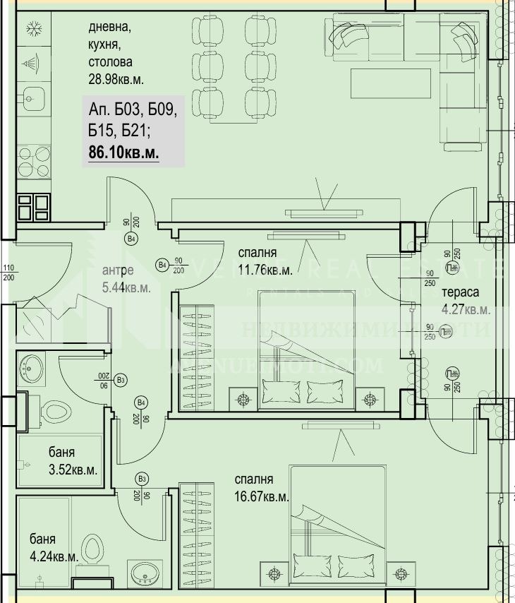 Продаја  2 спаваће собе Пловдив , Кјучук Париж , 99 м2 | 12711666 - слика [2]