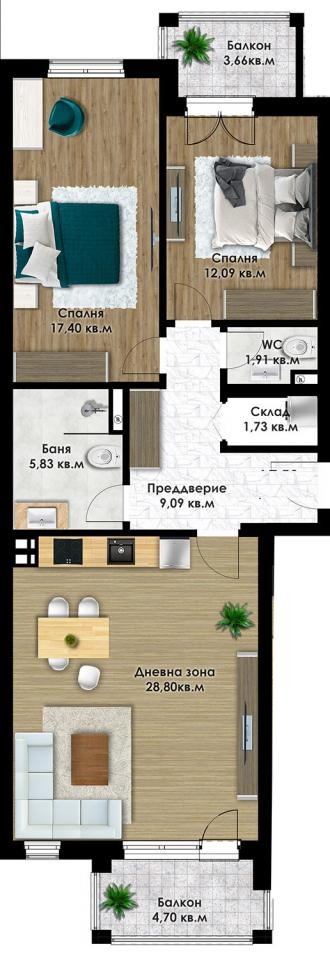 Продаја  2 спаваће собе Пловдив , Јyжен , 115 м2 | 76008166 - слика [2]