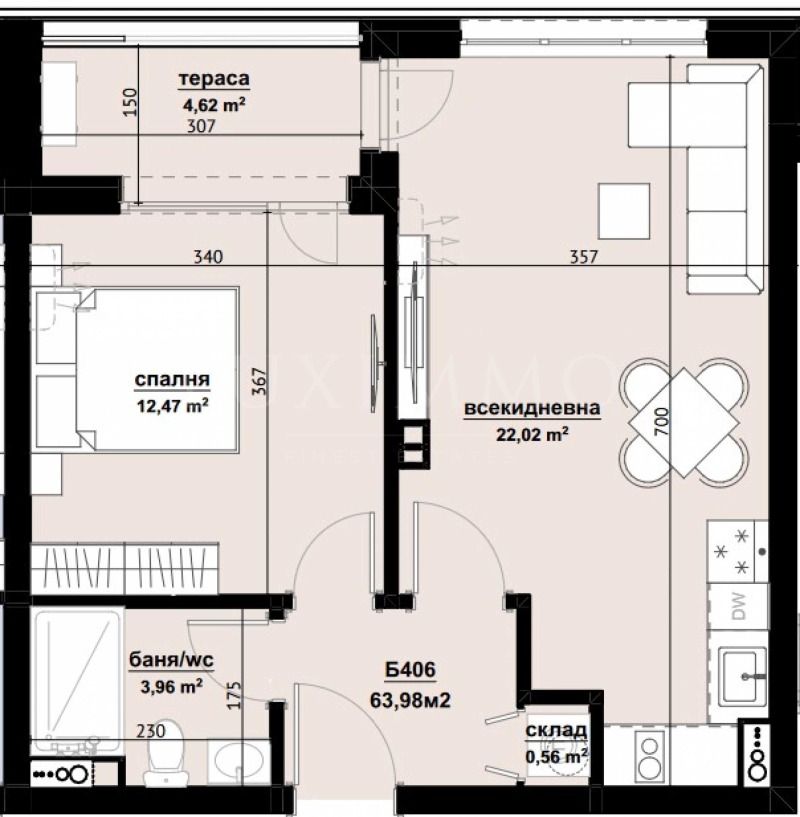 Продаја  1 спаваћа соба Бургас , Изгрев , 63 м2 | 11532680 - слика [2]