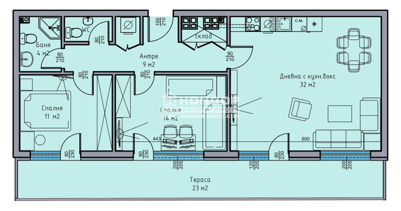 Продаја  2 спаваће собе Пловдив , Остромила , 125 м2 | 65309902 - слика [2]