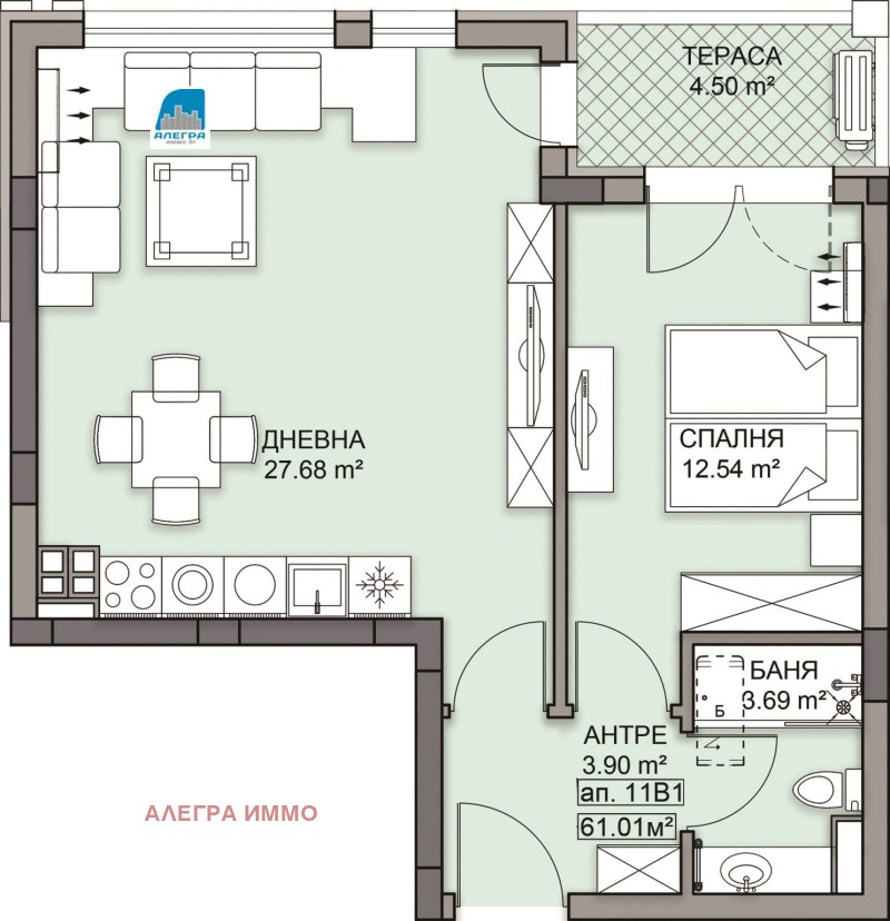 À venda  1 quarto Plovdiv , Gagarin , 72 m² | 49588574