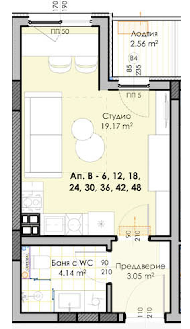 For Sale  Studio Plovdiv , Gagarin , 42 sq.m | 48899317 - image [2]