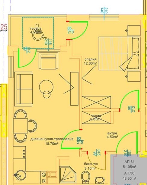 In vendita  1 camera da letto Burgas , Meden rudnik - zona D , 60 mq | 93008760 - Immagine [4]