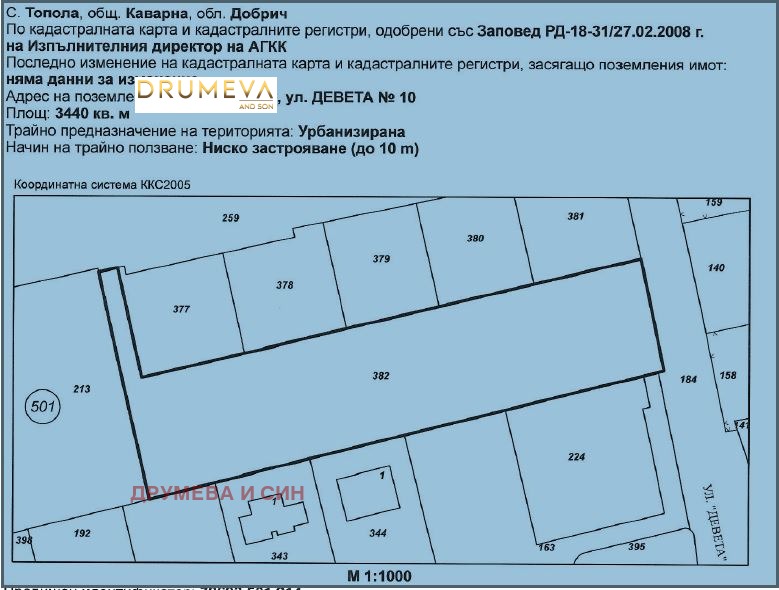 En venta  Trama región Dóbrich , Topola , 3440 metros cuadrados | 70396577