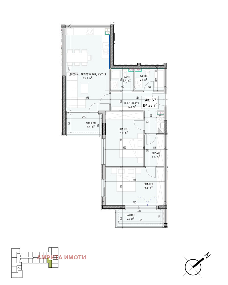 Продава 3-СТАЕН, гр. София, Малинова долина, снимка 3 - Aпартаменти - 46777471