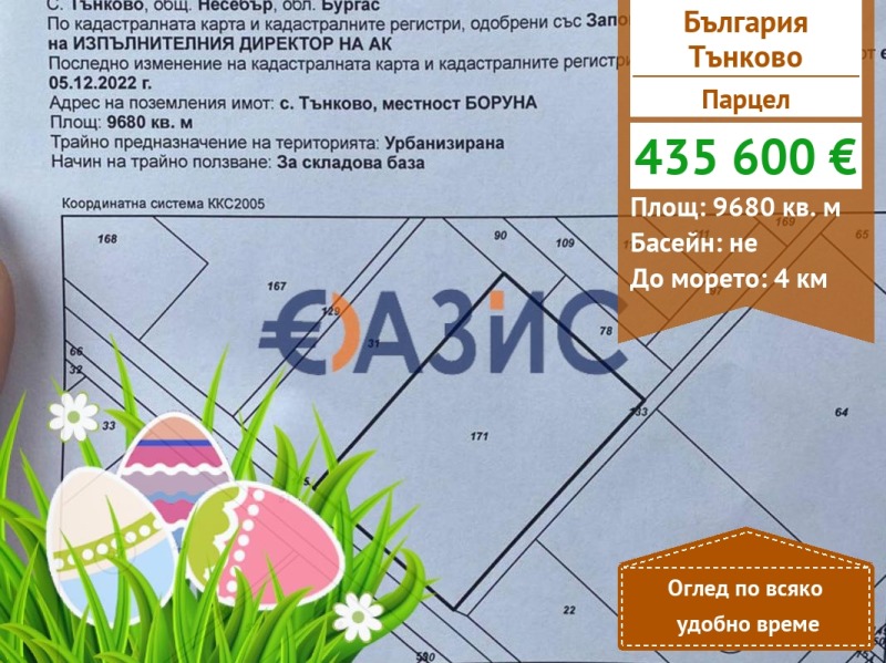 Продава  Парцел област Бургас , с. Тънково , 9680 кв.м | 64265210