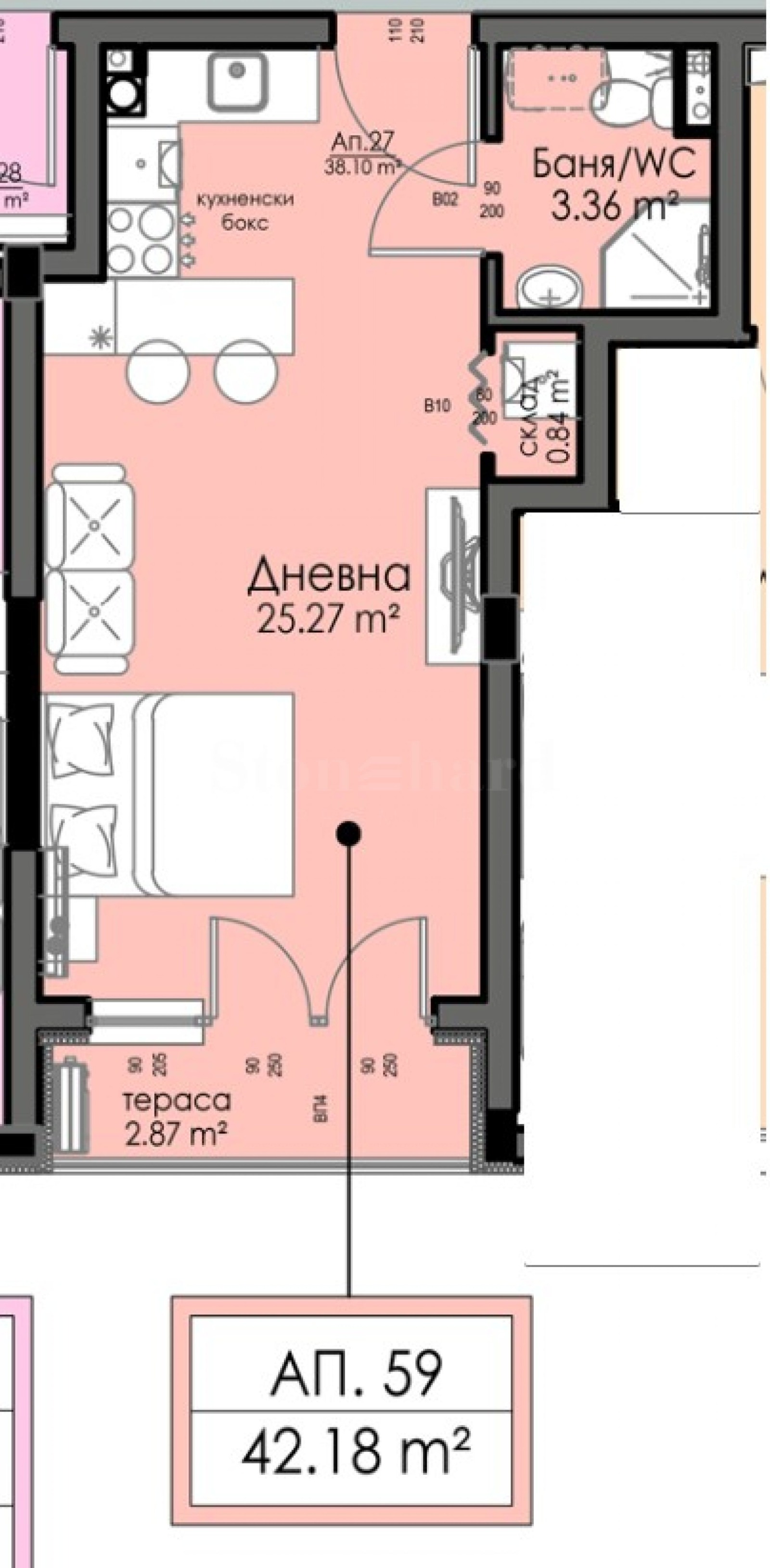 Продава 1-СТАЕН, гр. Бургас, Изгрев, снимка 2 - Апартаменти - 55915199