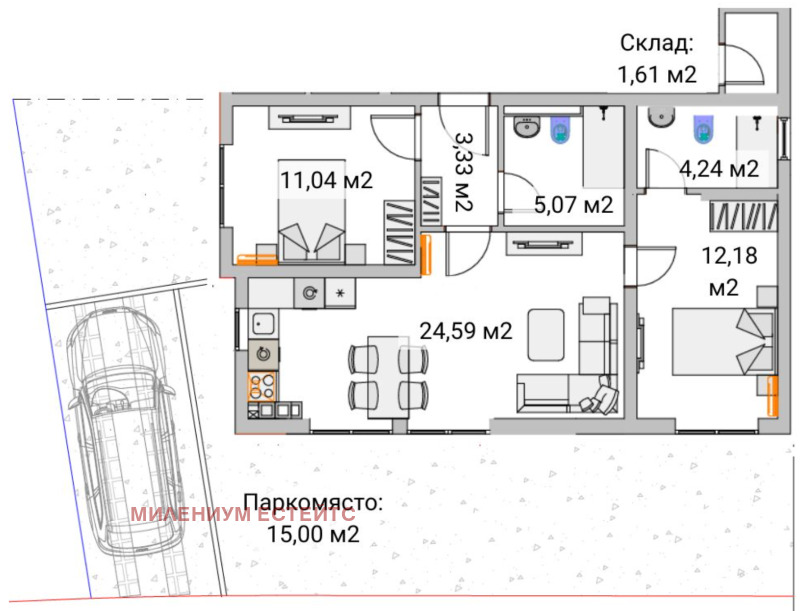 In vendita  2 camere da letto Sofia , Malinova dolina , 144 mq | 13889994