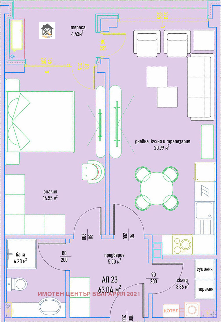 À vendre  1 chambre Sofia , Stoudentski grad , 77 m² | 43775221