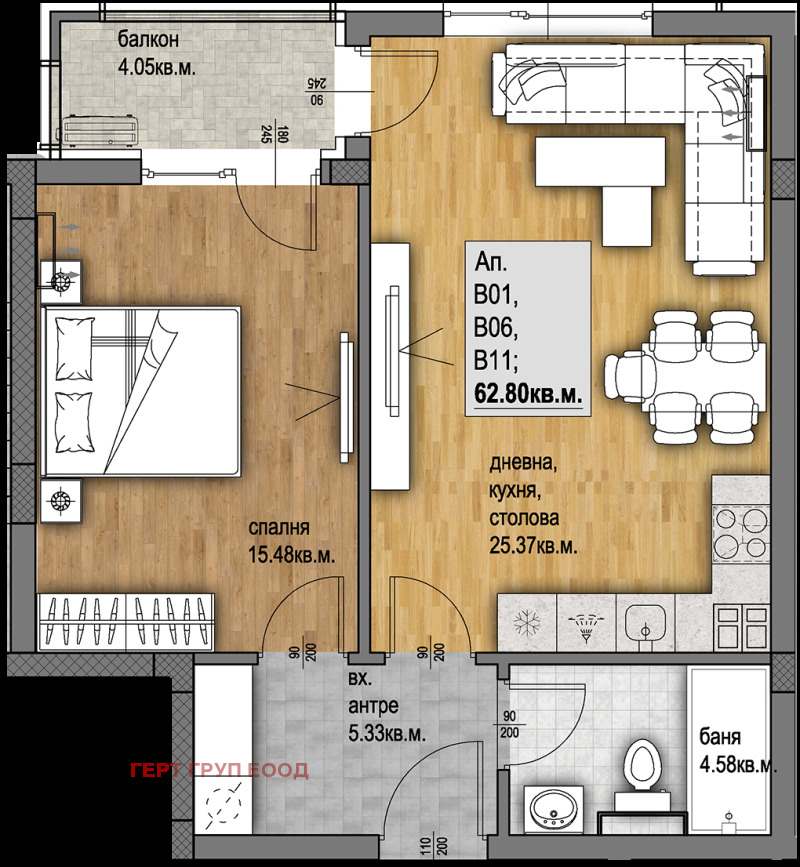 Продаја  1 спаваћа соба Пловдив , Христо Смирненски , 76 м2 | 65042141 - слика [3]