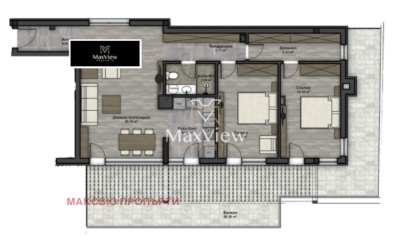 Продава 3-СТАЕН в град София, Люлин 4 - 118 кв.м / 218 500 € » 427 348.86 лв., МАКСВЮ ПРОПЪРТИ