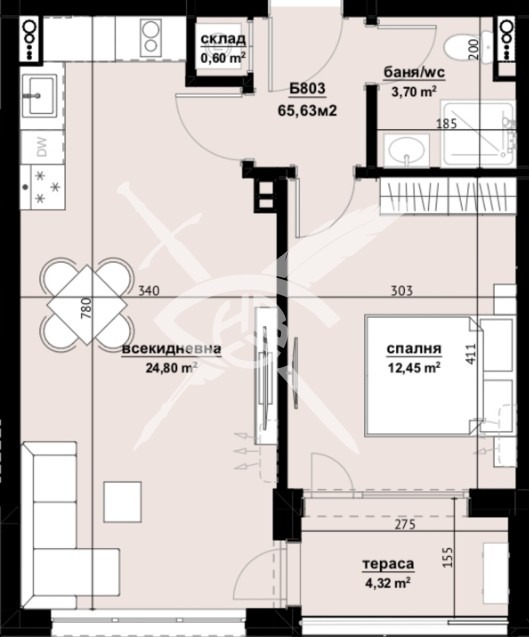 Til salg  1 soveværelse Burgas , Izgrev , 65 kvm | 74336848