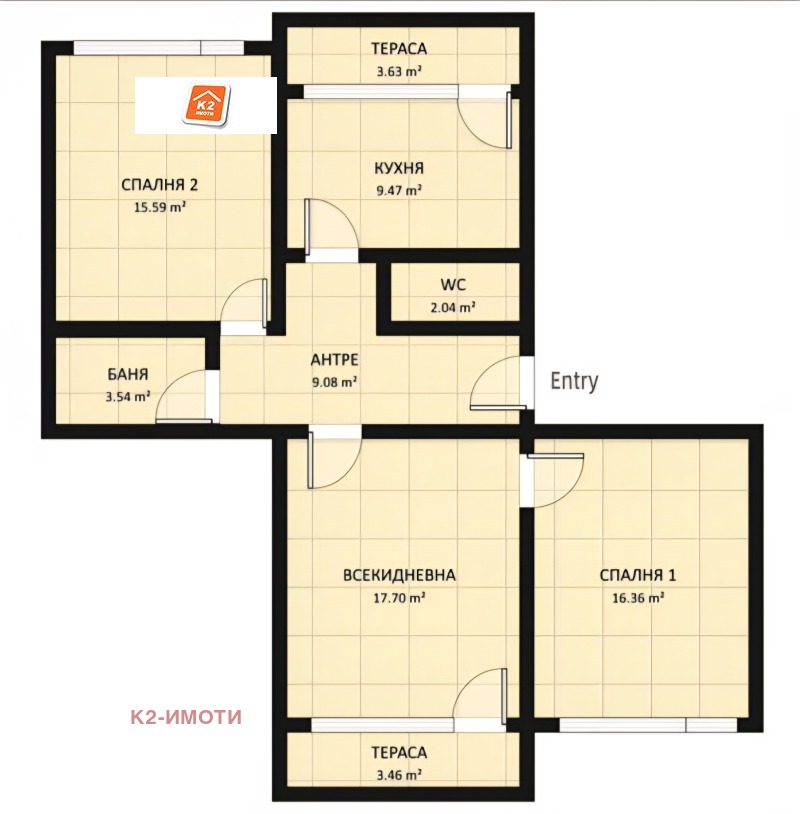 Продаја  2 спаваће собе Софија , Младост 1 , 76 м2 | 89355251 - слика [8]